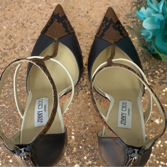 Jimmy Choo Women's Saoni 100 T Strap Pointed Toe Pumps 40 - Picture 4 of 5